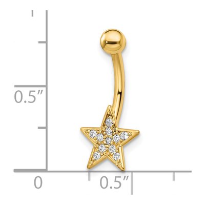 14K Yellow Gold CZ Star Belly Ring – view 4