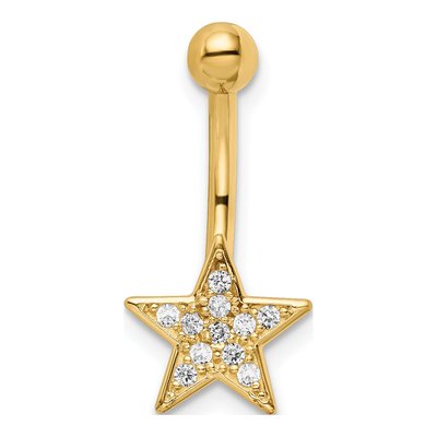 14K Yellow Gold CZ Star Belly Ring – view 5