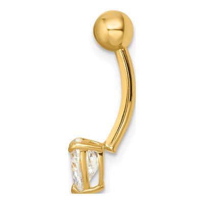 14K Yellow Gold Heart CZ Belly Ring – view 3