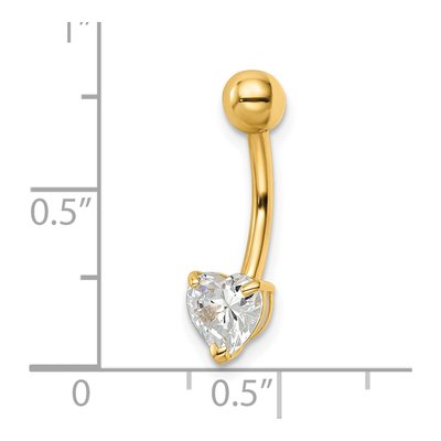14K Yellow Gold Heart CZ Belly Ring – view 4