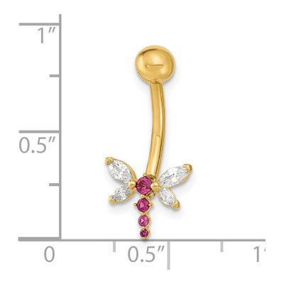 14K Gold Dragonfly CZ Belly Ring – view 3