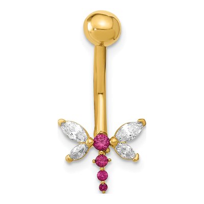 14K Gold Dragonfly CZ Belly Ring – view 4