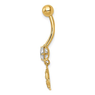 14K Yellow Gold CZ Anchor Ships Wheel Belly Ring – view 3