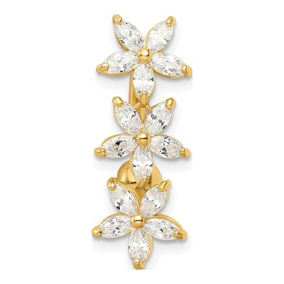 14K Yellow Gold CZ 3-Flower Dangle Belly Ring – view 5