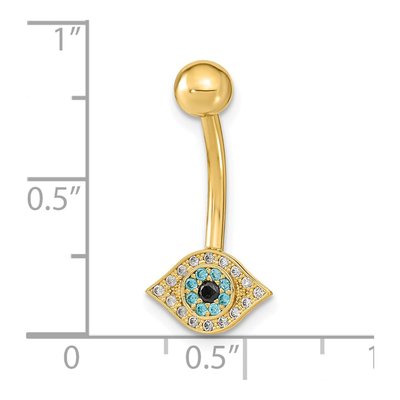 14K Yellow Gold Multi-Color CZ Belly Ring – view 3