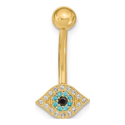 14K Yellow Gold Multi-Color CZ Belly Ring – view 4