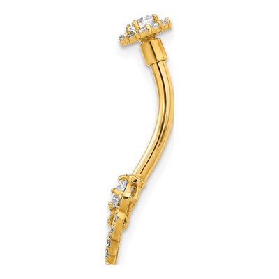 14K Yellow Gold Angel Wings CZ Belly Ring – view 2