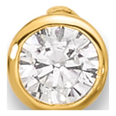 14K Yellow Gold CZ Bezel Nose Stud, 21 Gauge – view 3