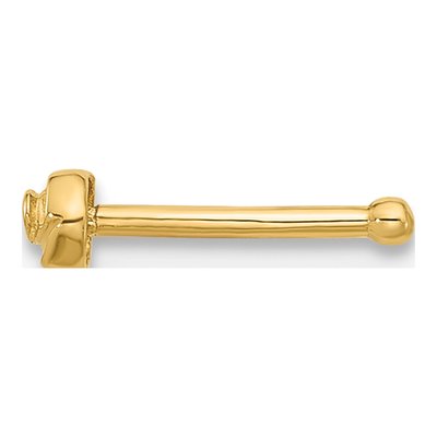 14K Yellow Gold 20 Gauge Nose Stud, Polished – view 2