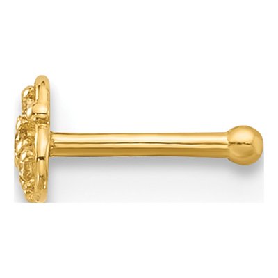 14K Yellow Gold CZ Nose Stud, 20 Gauge – view 2