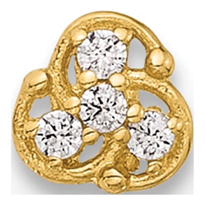 14K Yellow Gold CZ Nose Stud, 20 Gauge – view 3