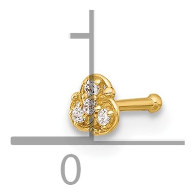 14K Yellow Gold CZ Nose Stud, 20 Gauge – view 4