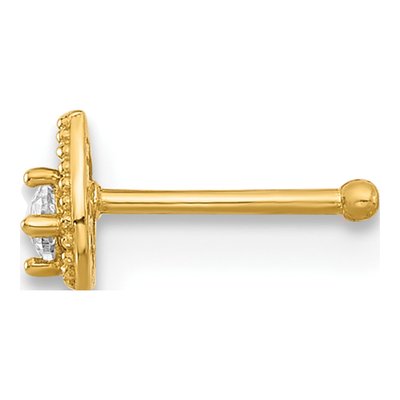 14K Yellow Gold CZ Teardrop Nose Stud, 20G – view 2