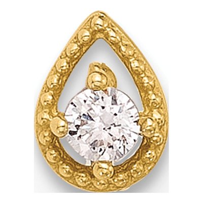 14K Yellow Gold CZ Teardrop Nose Stud, 20G – view 3