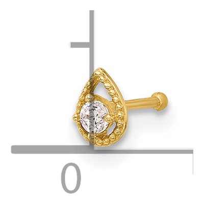 14K Yellow Gold CZ Teardrop Nose Stud, 20G – view 4