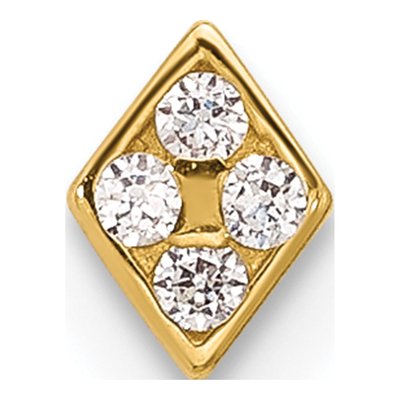 14K Yellow Gold CZ Diamond-Shaped Nose Stud – view 3