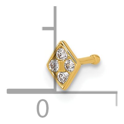 14K Yellow Gold CZ Diamond-Shaped Nose Stud – view 4
