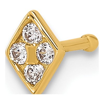 14K Yellow Gold CZ Diamond-Shaped Nose Stud