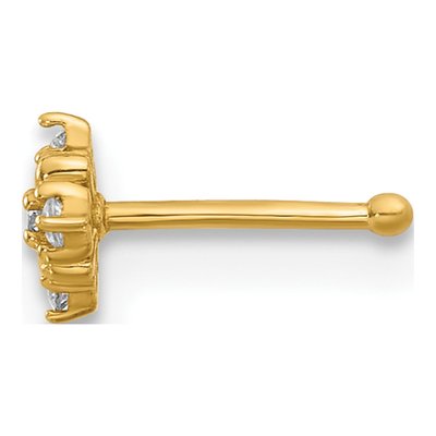 14K Yellow Gold CZ Nose Stud, 20 Gauge – view 2