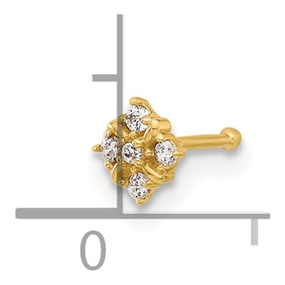 14K Yellow Gold CZ Nose Stud, 20 Gauge – view 4