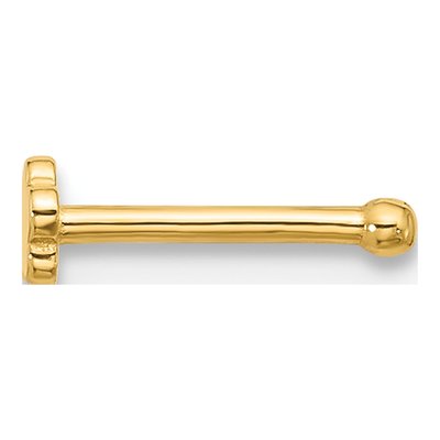 14K Yellow Gold Flower Nose Stud, 20 Gauge – view 2