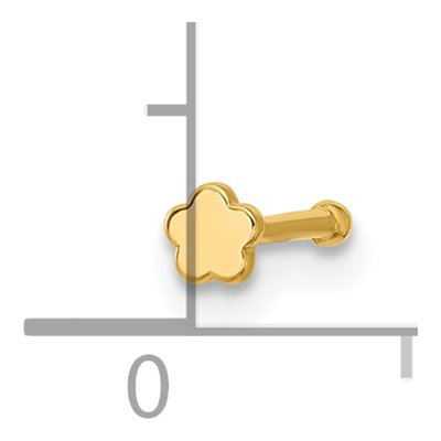 14K Yellow Gold Flower Nose Stud, 20 Gauge – view 4