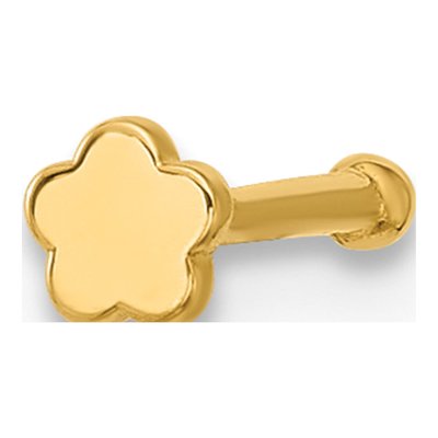 14K Yellow Gold Flower Nose Stud, 20 Gauge