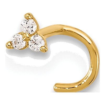14K Yellow Gold CZ Triangle Nose Stud