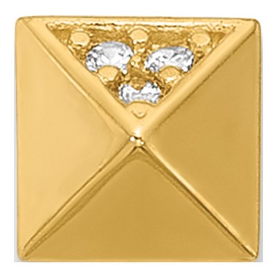 14K Yellow Gold CZ Pyramid Nose Stud – view 3