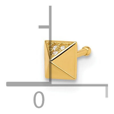 14K Yellow Gold CZ Pyramid Nose Stud – view 4