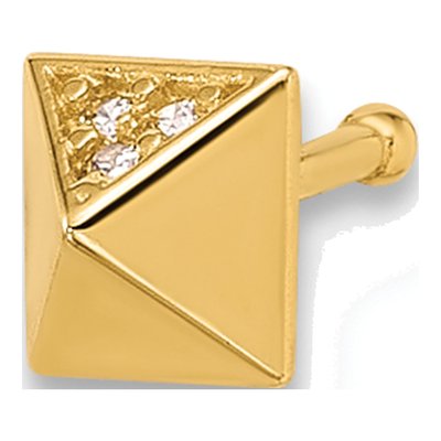 14K Yellow Gold CZ Pyramid Nose Stud