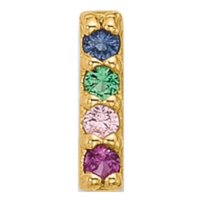 14K Gold Multicolor CZ Bar Nose Stud – view 3