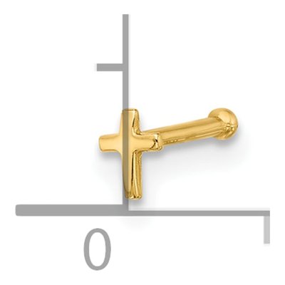 14K Yellow Gold Cross Nose Stud – view 4