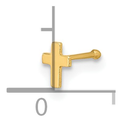 14K Yellow Gold Cross Nose Stud, 22 Gauge – view 4