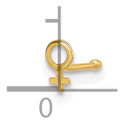 14K Yellow Gold Female Symbol Nose Stud, 20G – view 4