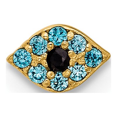 14K Gold Evil Eye Nose Stud with Blue & Black CZ – view 3