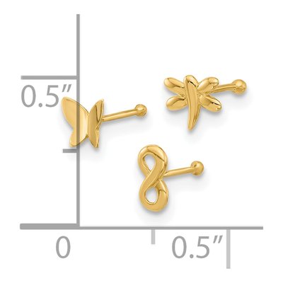 14K Yellow Gold Nose Stud Set – view 4