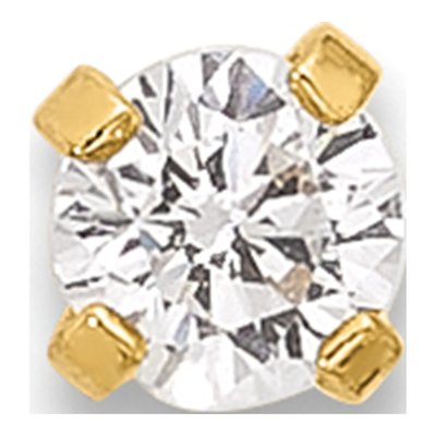14K Yellow Gold CZ Nose Stud, 22 Gauge – view 3