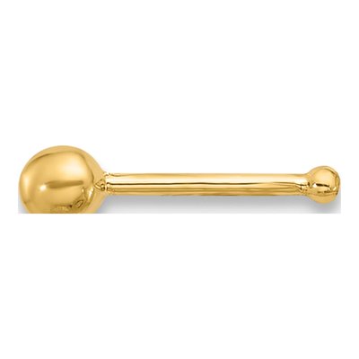 14K Yellow Gold Ball Nose Stud, 22 Gauge – view 2