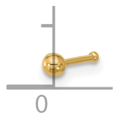 14K Yellow Gold Ball Nose Stud, 22 Gauge – view 4