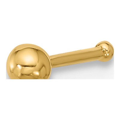 14K Yellow Gold Ball Nose Stud, 22 Gauge