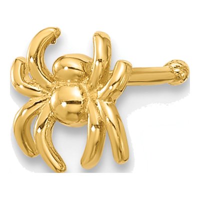 14K Yellow Gold Spider Nose Stud, 22 Gauge