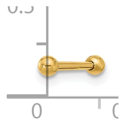 14K Yellow Gold Ball Labret Stud, 16 Gauge – view 4