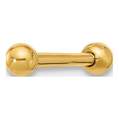 14K Yellow Gold Ball Labret Stud, 16 Gauge