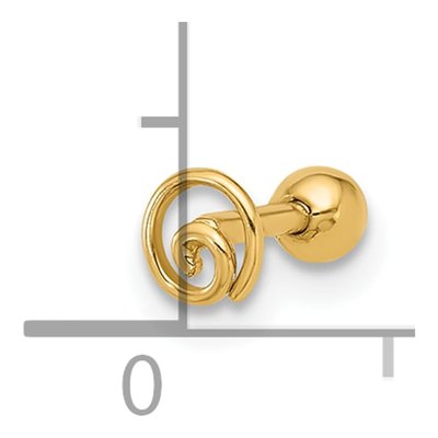 14K Yellow Gold Swirl Cartilage Stud Earring – view 4