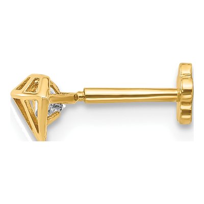 14K Yellow Gold CZ Diamond-Shaped Cartilage Stud – view 2
