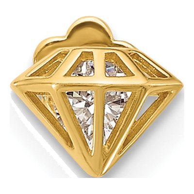 14K Yellow Gold CZ Diamond-Shaped Cartilage Stud – view 3