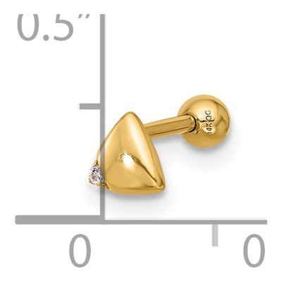 14K Yellow Gold CZ Triangle Cartilage Stud – view 4