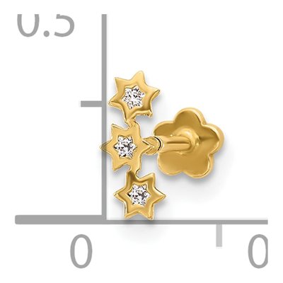 14K Gold CZ Star Cartilage Earring, 18G – view 4