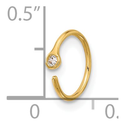 14K Yellow Gold CZ Nose Ring, 20 Gauge – view 4